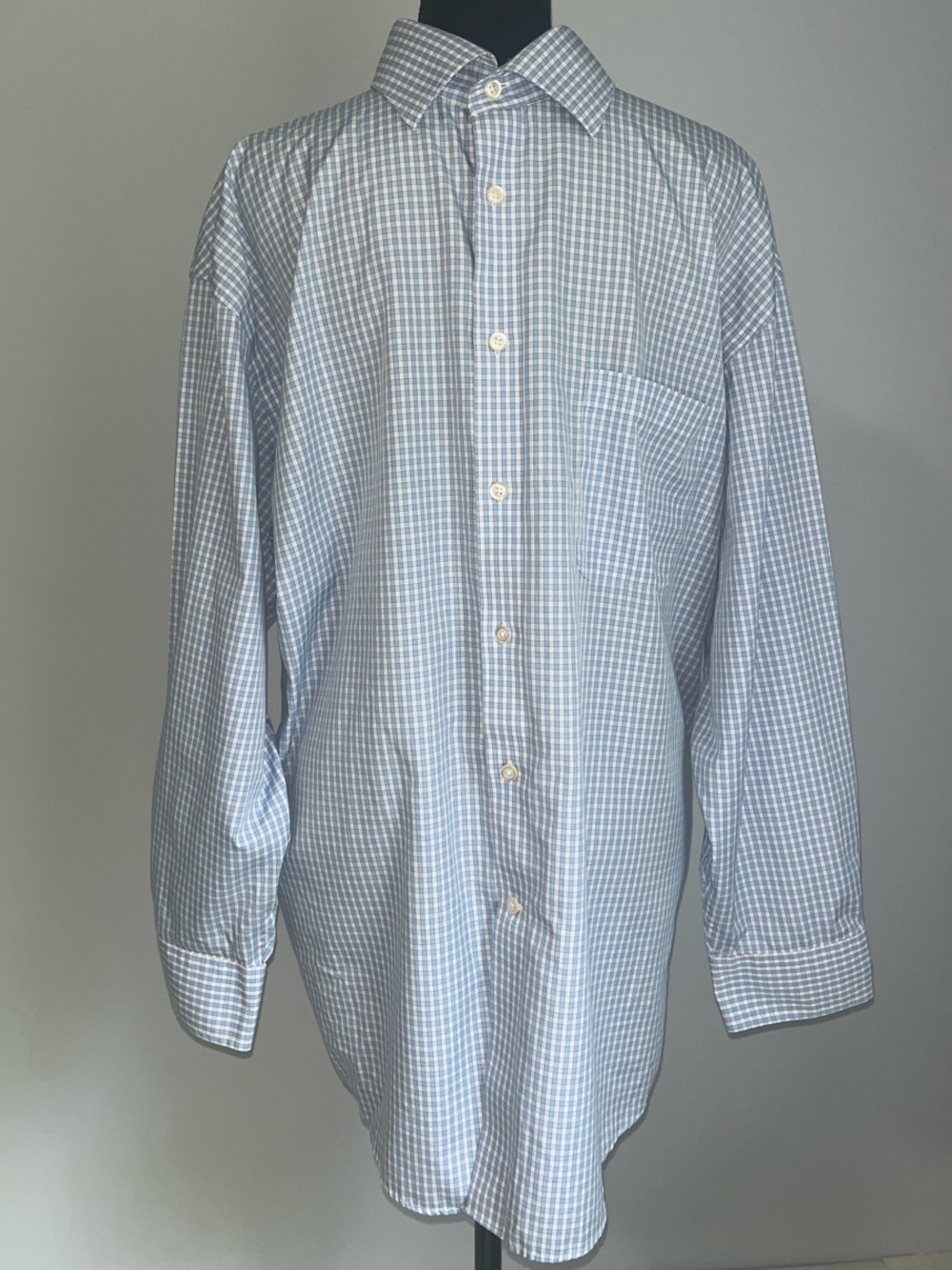 Joseph Abboud Light Blue and White Checked Dress Shirt